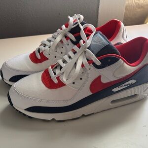 Nike Air Max Athletic Shoes - Red, White, and Navy